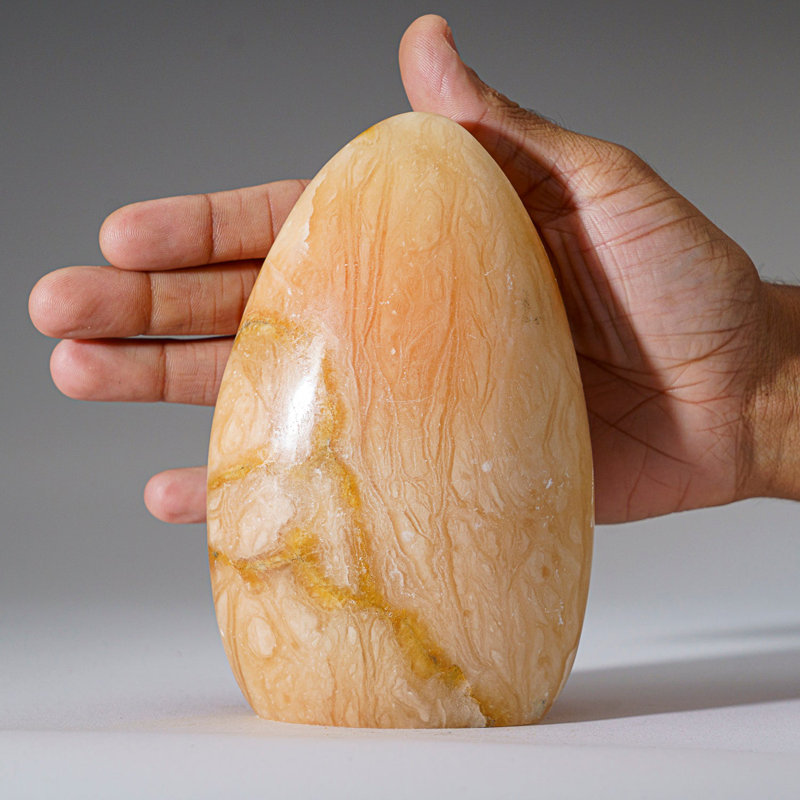 Genuine Natural Orange Selenite Freeform From Morocco, Peach/Yellow/White, 4" H x 1.5" W x 6" D