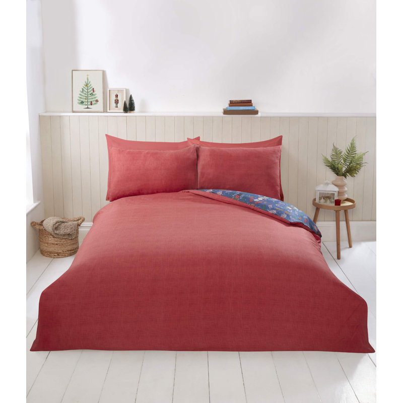 Nutcracker Microfiber Microfiber Abstract Duvet Cover with Pillowcases, Navy, Double Duvet Cover + 2 Standard Pillowcases