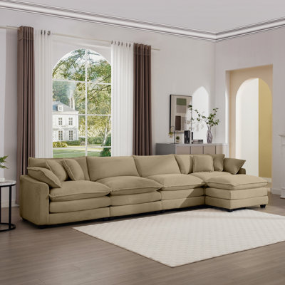 Canapé modulaire en tissu 4 places avec repose-pieds Mosinee