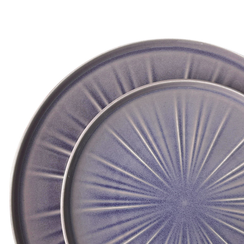 Service de table rond en céramique 18 pièces, assiettes et bols unis modernes, pour 6 personnes