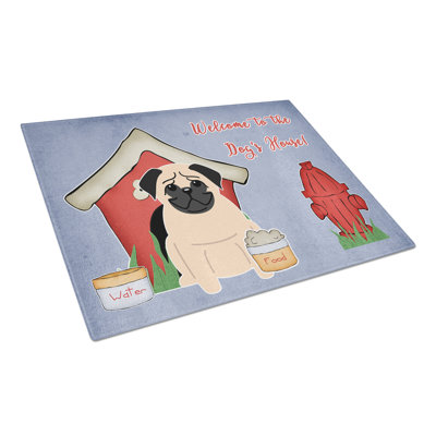 Caroline's Treasures Dog House Glass Pug Cutting Board