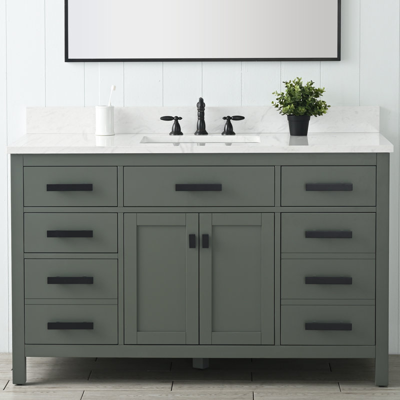 Ensemble de meuble-lavabo simple 54 po Binion, Vert