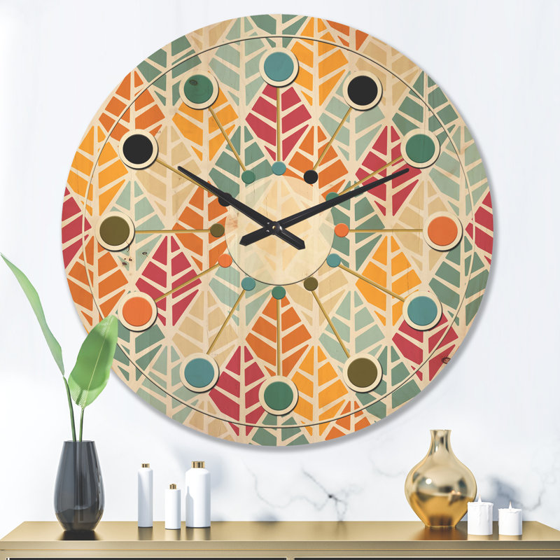 Horloge murale en bois Diamond Retro X - Mid-Century, Grand