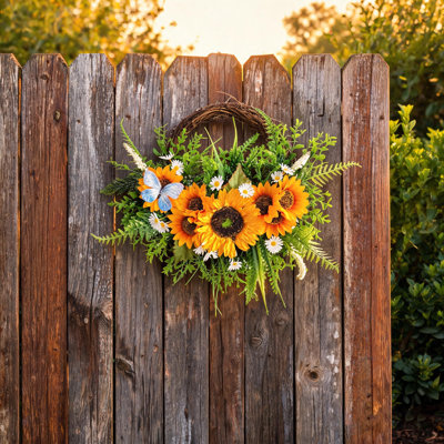 Couronne de tournesol artificielle 17,7 po