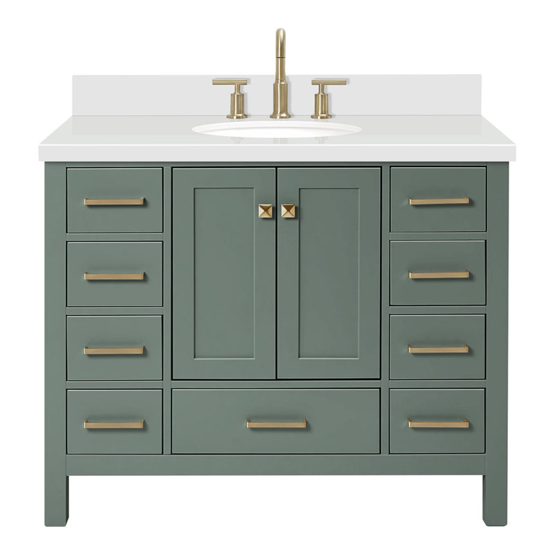 Ensemble de meuble-lavabo simple 49 po Amariani, Oval, Vert rétro