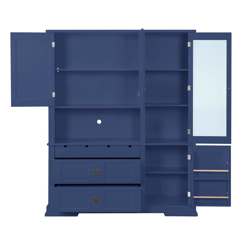 Buffet autoportant avec huche 63,3 x 17,8 x 78,3 po Traditional, Bleu