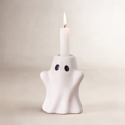Ghost Taper Candle Holder White Ceramic Everyday