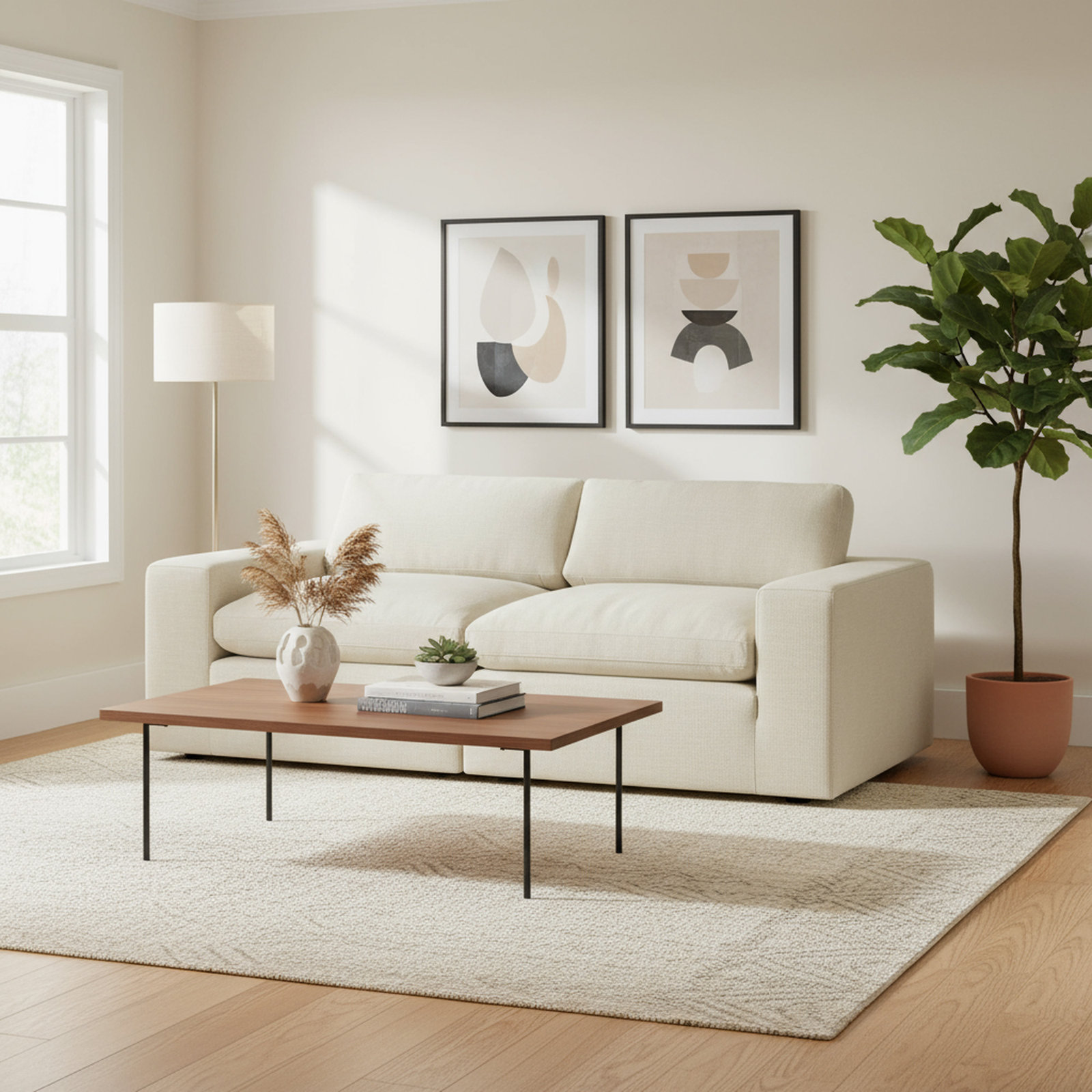 Asher 81" Modular Sofa, Cream
