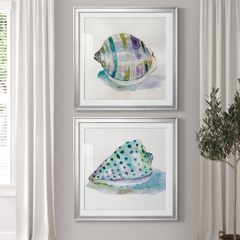 Malecon Shell III - ensemble de 2 reproductions d'art sur toile tendue, H 26,5 po x l 53 po x P 1,5 po, Blanc
