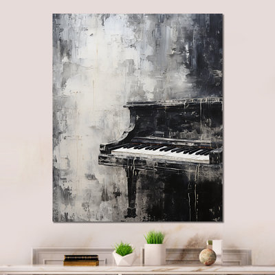 " Minimalism Piano Midnight Black And White I "