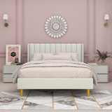 Eriksay Low Profile Upholstered Platform Bed with Wingback Headboard
