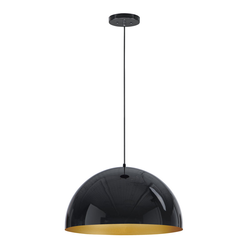 Luminaire suspendu en dôme à 1 lumière Demetrices, H 5 po x l 9 po x P 9 po