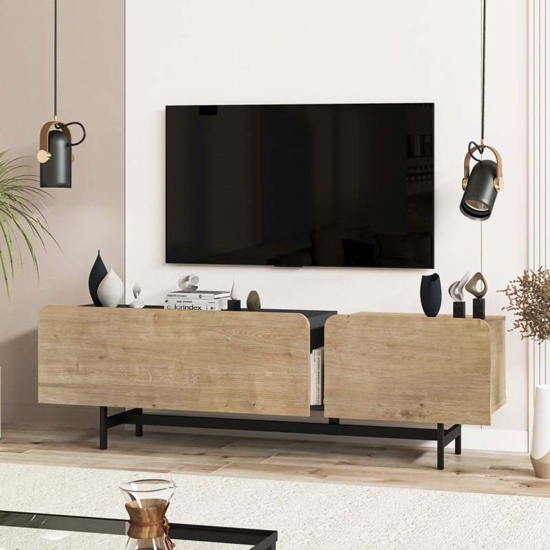Meuble télé 72 po pour téléviseur de 80 po ou moins Asros, Bois de chêne