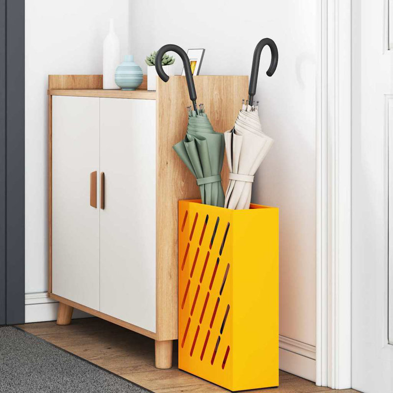 Umbrella Stand With Storage 28 X 12 X 41 Cm Steel, Mustard Yellow
