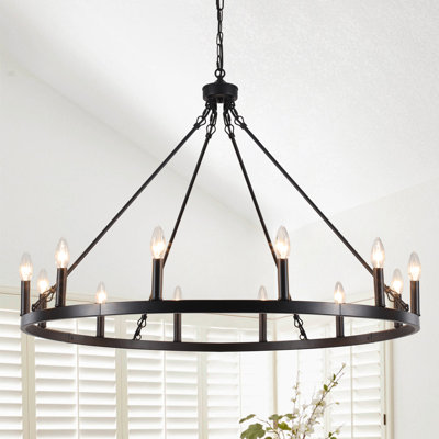 Lustre de style campagnard à 12 lumières en forme de bougie de style campagnard Moomal
