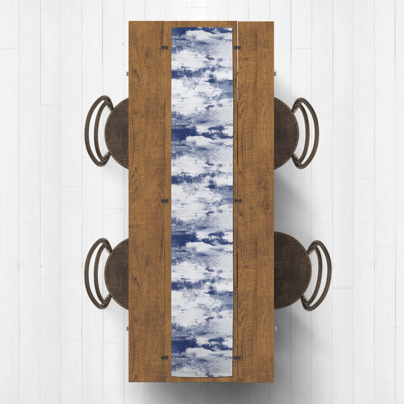 Harriss Abstract Table Runner, Blue, 90" x 16"