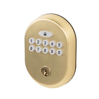 Electronic Keypad Deadbolt, Round, Flat Black