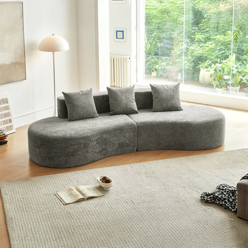 Canapé modulaire courbé moderne - 5 places, élégant et confortable, Gris