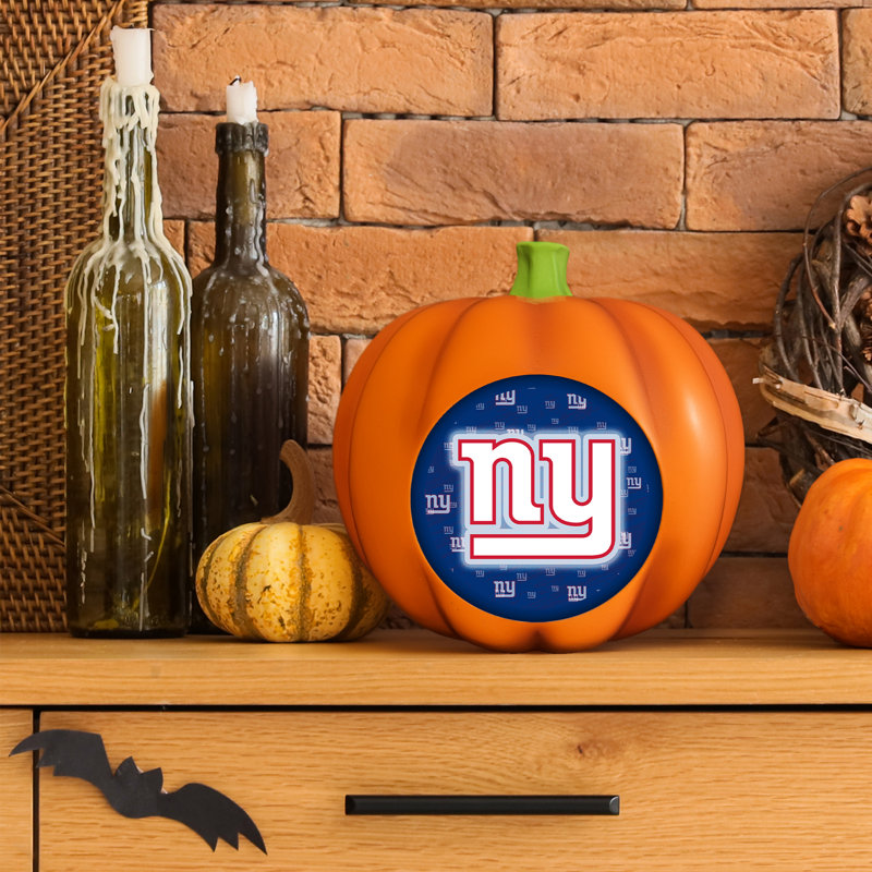 Décoration citrouille en résine avec logo DEL 3D des Giants de New York (NFL) | 25 cm