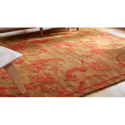 Tapis contemporain brun en laine touffeté à la main Bridgeman