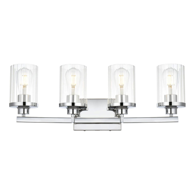 Éclairage pour meuble-lavabo à intensité variable Dariela, Chrome, H 10 po x l 25 po x P 25 po, Quatre lumières