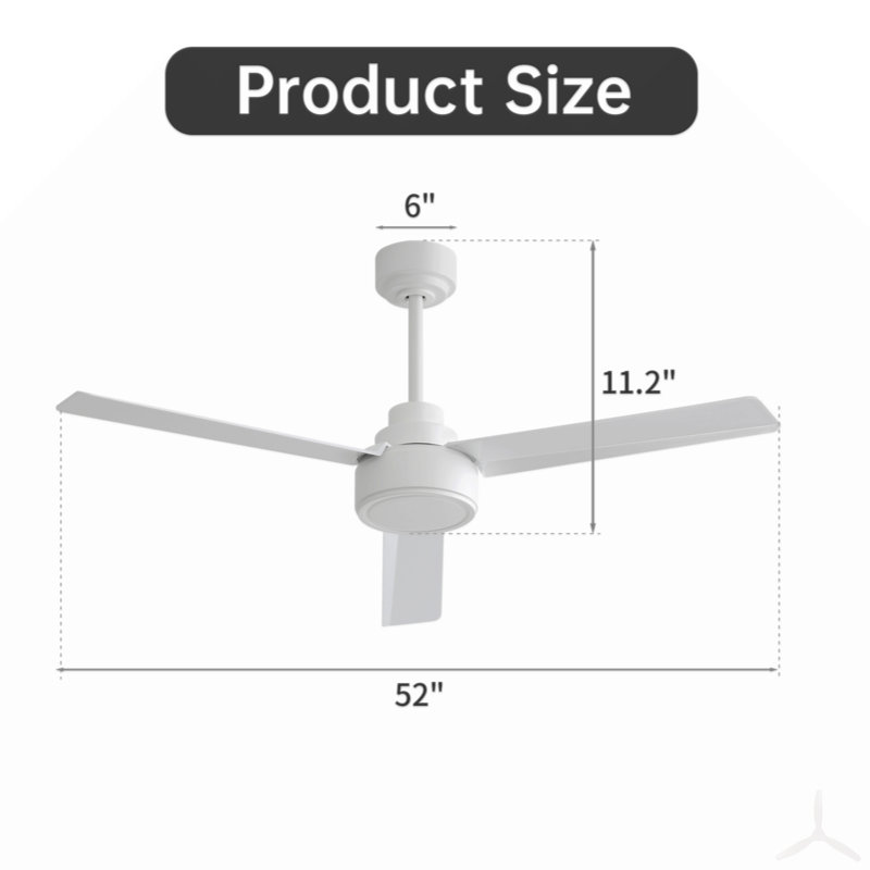 Ventilateur de plafond 52 po sans lumière, 3 pales ABS Farmhouse