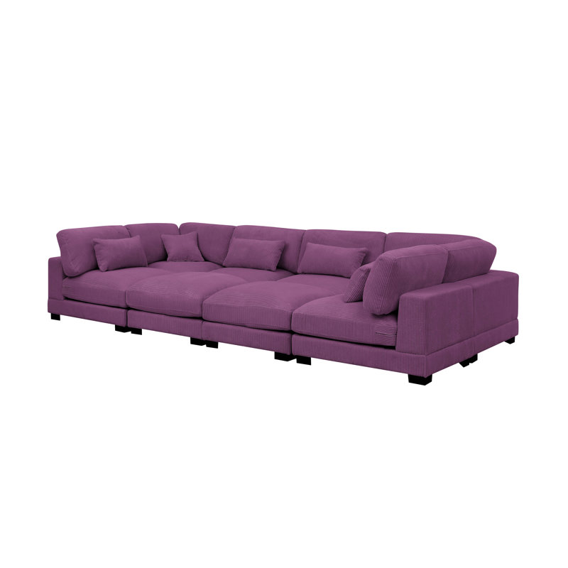 Chrisley Modular Corduroy Sectional, Purple Corduroy