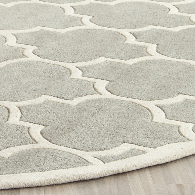 Carolene Hand Tufted Wool Geometric Rug, Round 4'