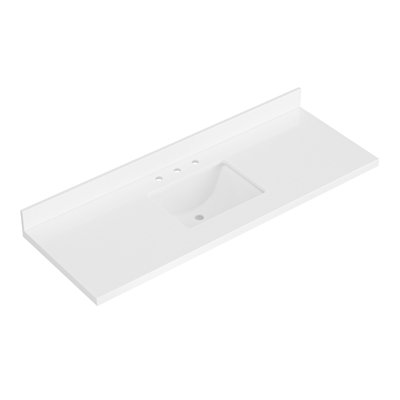 ARIEL 61 POUCES BLANC PURE QUARTZ DE LA SALLE DE BAIN COMPTOIR DE 1,5 POUCES AVEC BORD D'ÉPAISSEUR INCLUS ET INCLUS