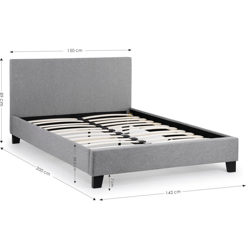 Lilianna Upholstered Bed, Double (4'6), No Mattress, Grey