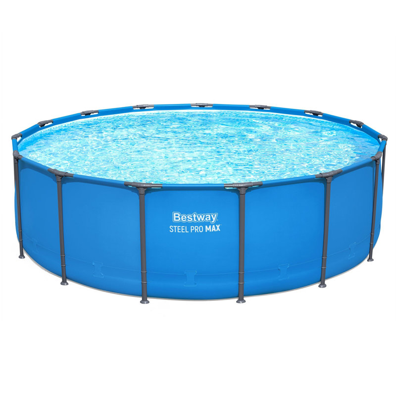 Bestway Steel Pro Round Above Ground Outdoor Backyard Swimming Pool, 15' x 15' x 48"