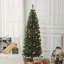 Arbre de Noël au crayon 6 pi, sapin de Noël artificiel non éclairé avec branches réalistes, arbre d'Halloween avec 618 pointes-118034138-118034133