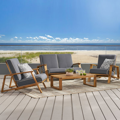 Isham 4 Piece Sofa Seating Group with Cushions by Wade Logan