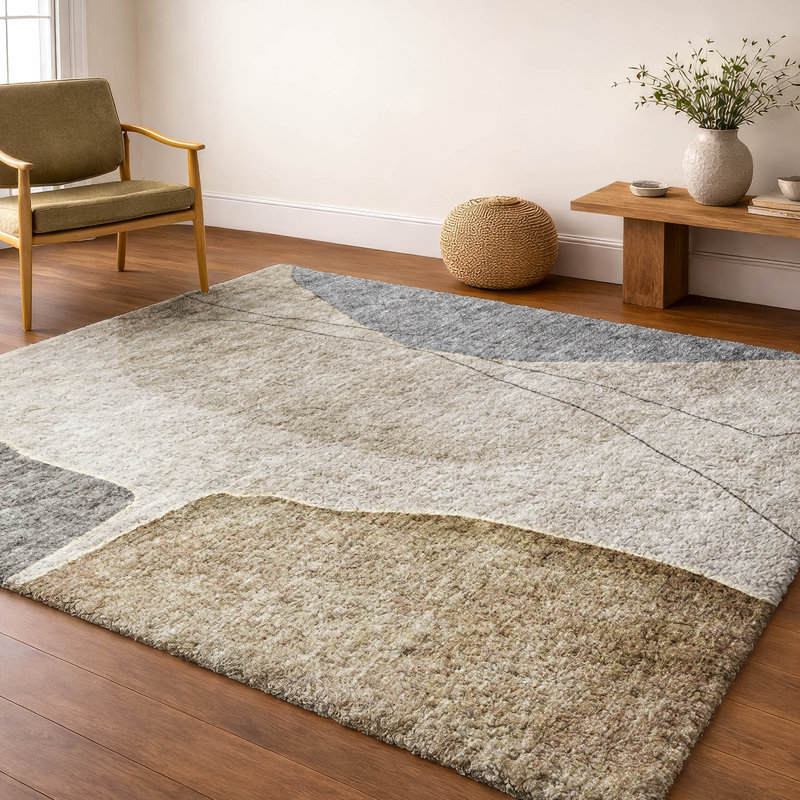 Tapis à poil long de qualité supérieure lavable à la machine ADS696, Taupe, 10 pi x 14 pi