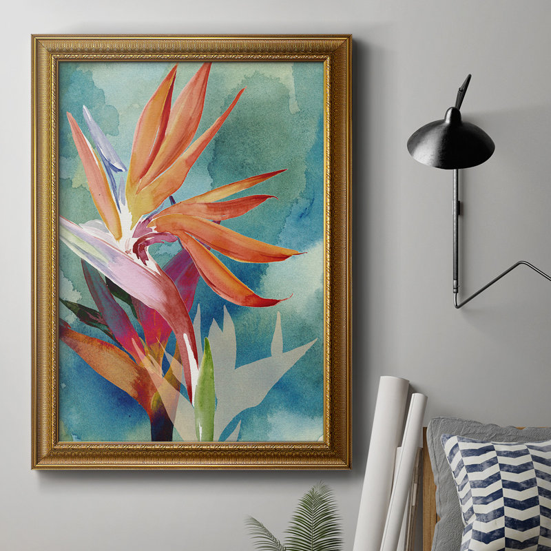 Vivid Birds Of Paradise II, toile encadrée de qualité supérieure - prête à être accrochée, H 36 po x l 24 po
