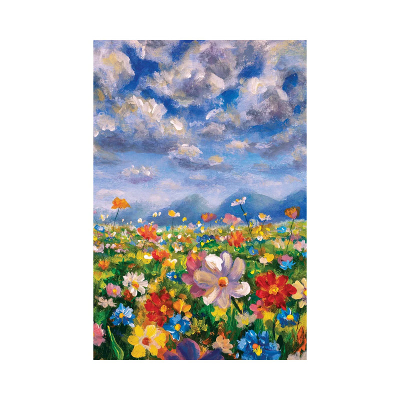 Wildflowers In The Mountains by Valery Rybakow - Wrapped Canvas Painting, 20.32 cm H x 30.48 cm W