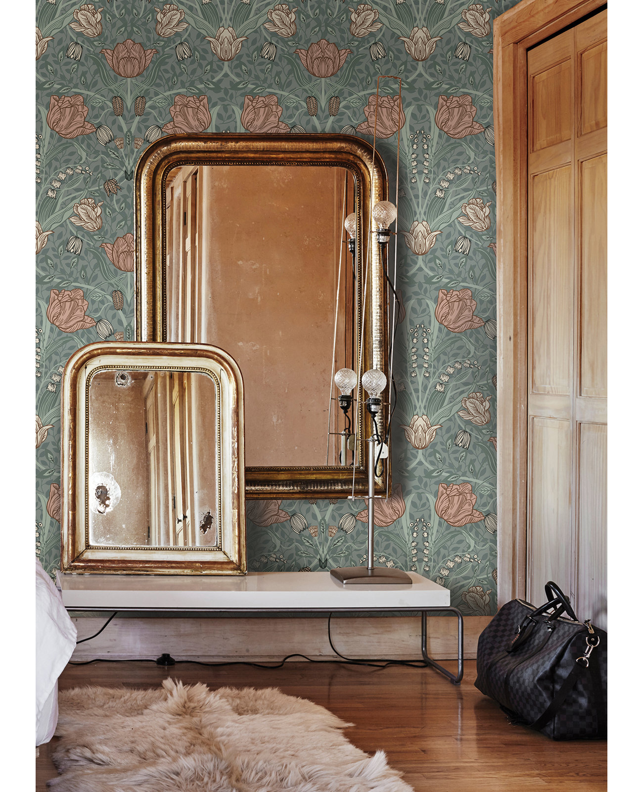 Orelia Wallpaper Roll, Sage, 33' L x 20.5" W