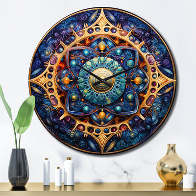 Retro Gold Floral Mandala Magic Metal Wall Clock