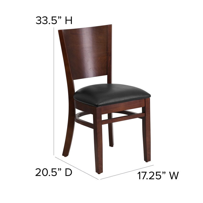 Kadircan Solid Back Wooden Restaurant Chair, Walnut/Black