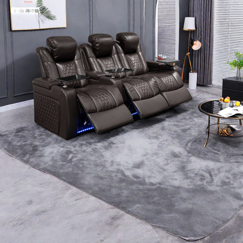 Fauteuils inclinables réglables en cuir de qualité supérieure, ton café, cinéma maison moderne