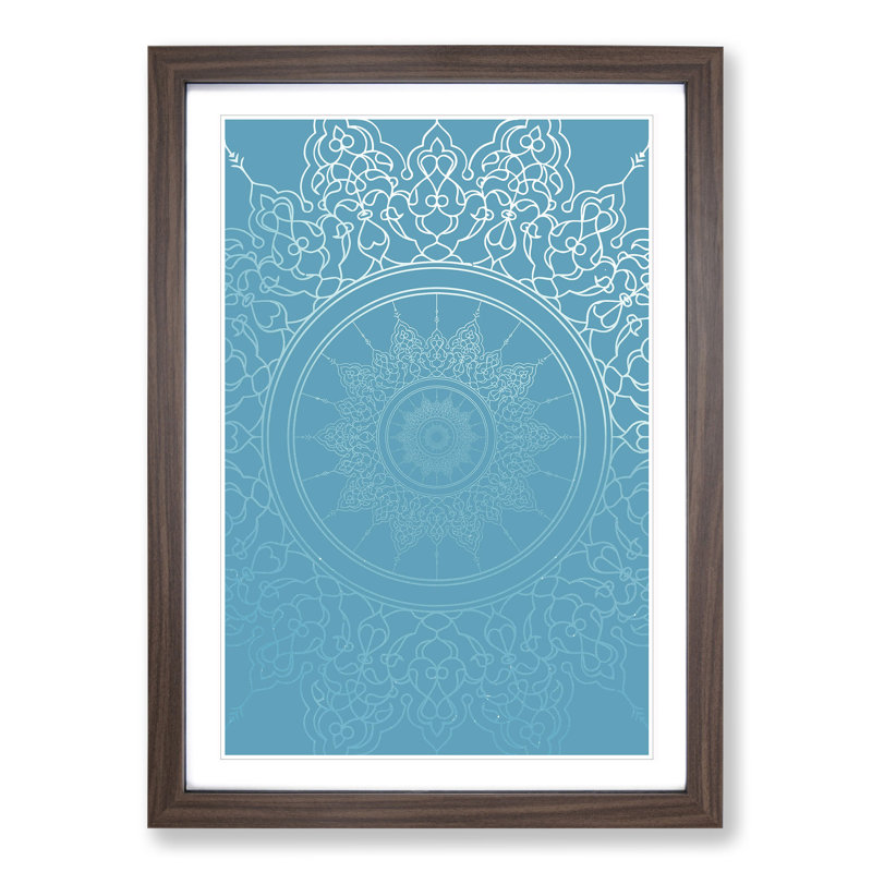 Ornamental Circles in Blue Twilight - Picture Frame Graphic Art, 36cm H x 27cm W x 2cm D, Walnut Framed