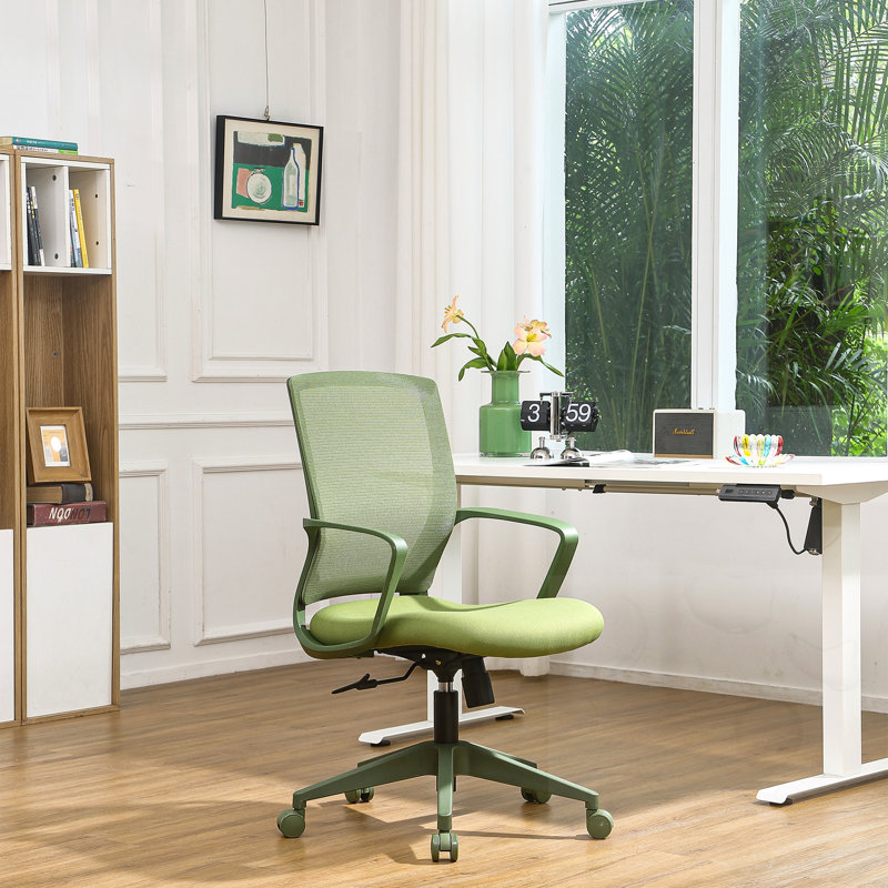 Chaise de bureau colorée pivotante et réglable en hauteur, Vert, Vert