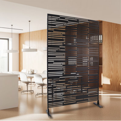 Écran d'intimité extérieur et intérieur en métal H 76 po x l 48 po, écran d'intimité décoratif autoportant pour terrasse de balcon, panneaux de clôture d'intimité pour jardin extérieur PS108 NOIR