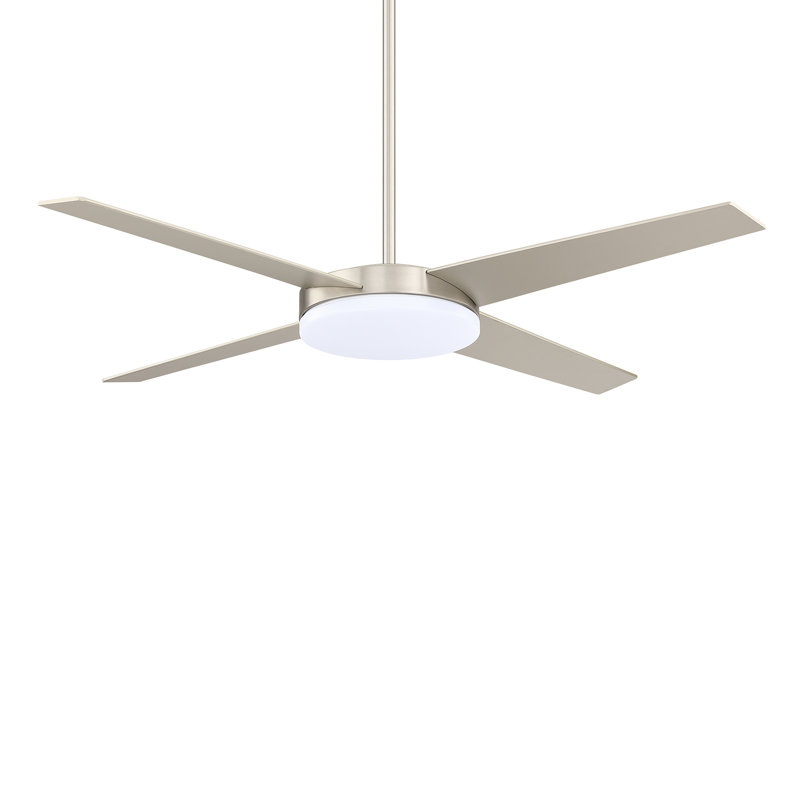 Ventilateur de plafond 52 pales 52 po avec télécommande et ensemble d'éclairage inclus Senna, Nickel satiné