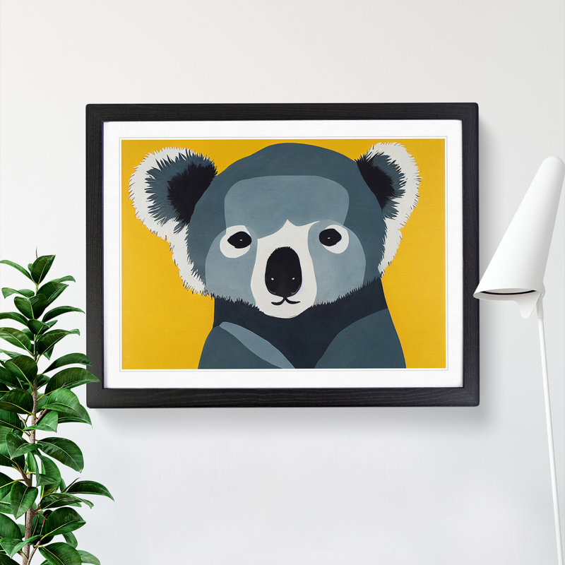 Koala Bear Modern Abstract - Single Picture Frame Print, Black Framed, 34cm H x 46cm W x 2cm D