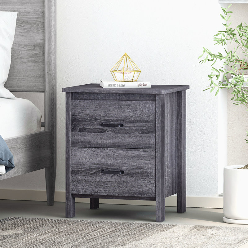 Akshata 19.15'' W Particle Board / Chipboard Nightstand, Sonoma Gray Oak, Individual