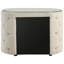 Table de chevet ovale avec 2 tiroirs spacieux, recouverte de tissu Boucl doux, capitonnage à boutons en acrylique et plateau en verre trempé pour le tissu de la chambre à coucher