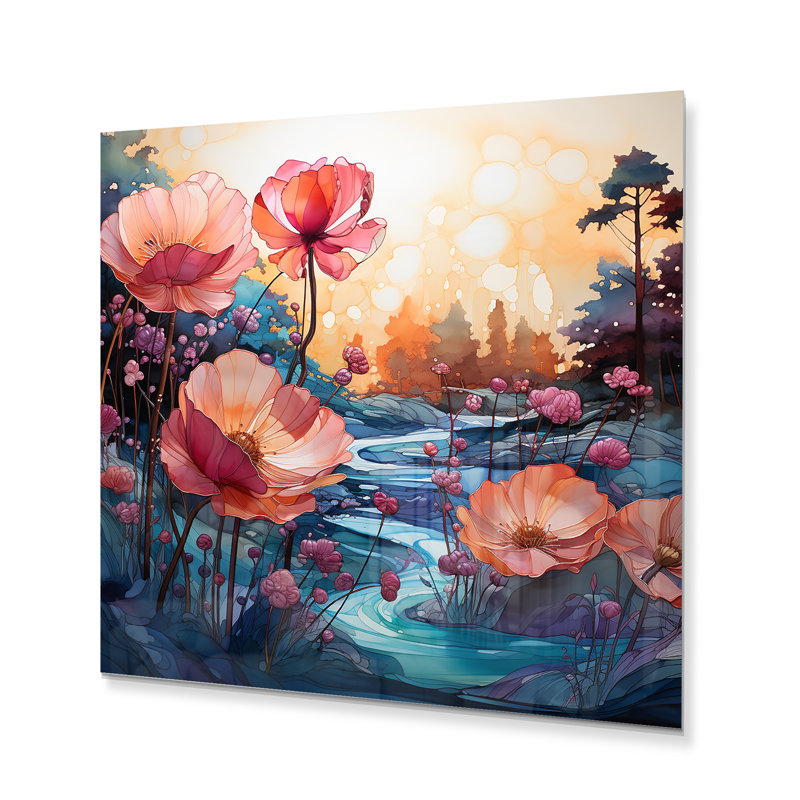 - Impression murale en métal coquelicots, H 36 po x l 36 po x P 1,5 po
