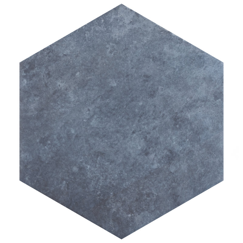 Heritage Hex 7" x 8" Porcelain Stone Look Wall & Floor Tile, Indigo