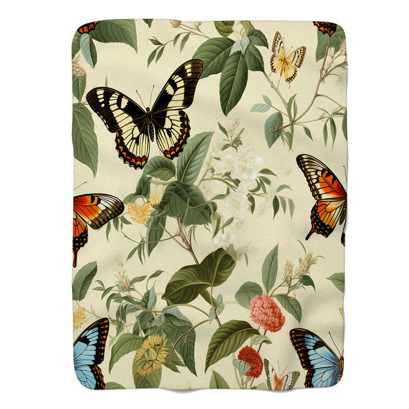 Garden Butterflies - 1 pièce Sherpa Premium, Lit simple